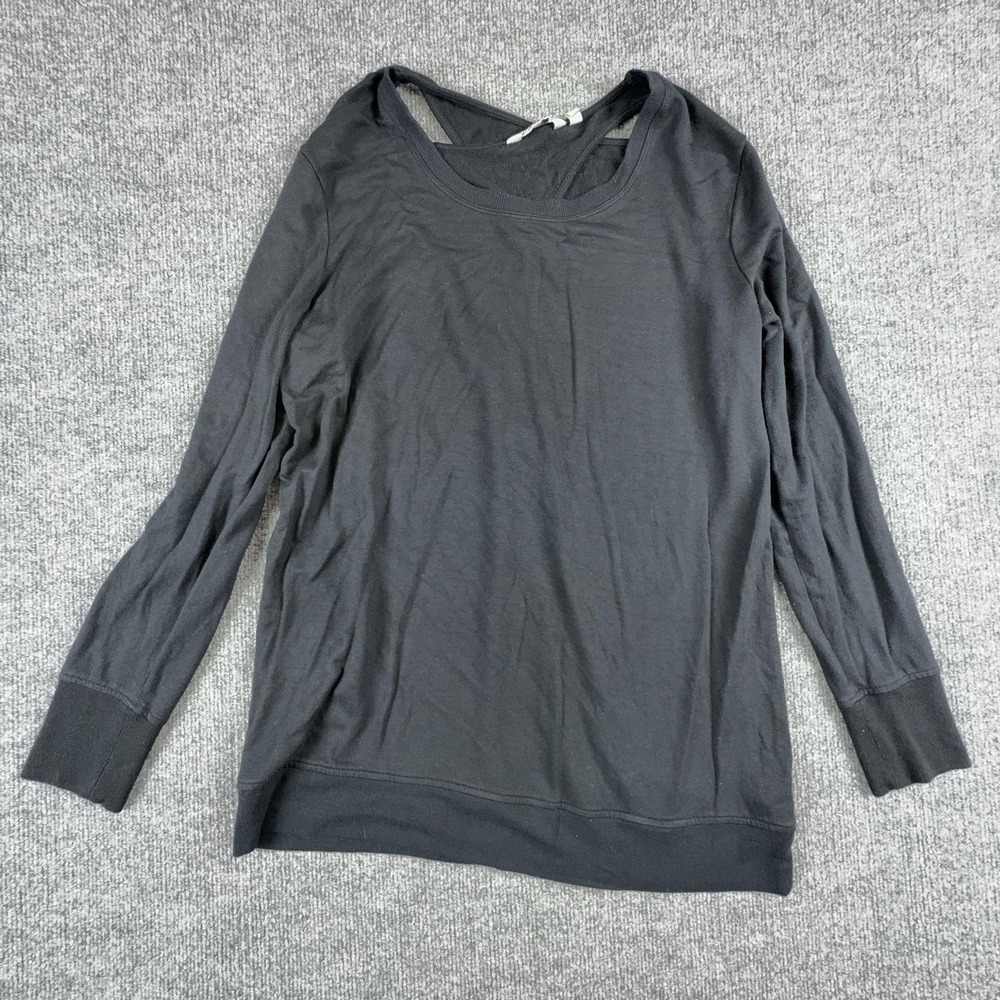 Athleta Shirt Womens Large Gray Scoop Neck Long Sleeve Cutout Back Lightweight